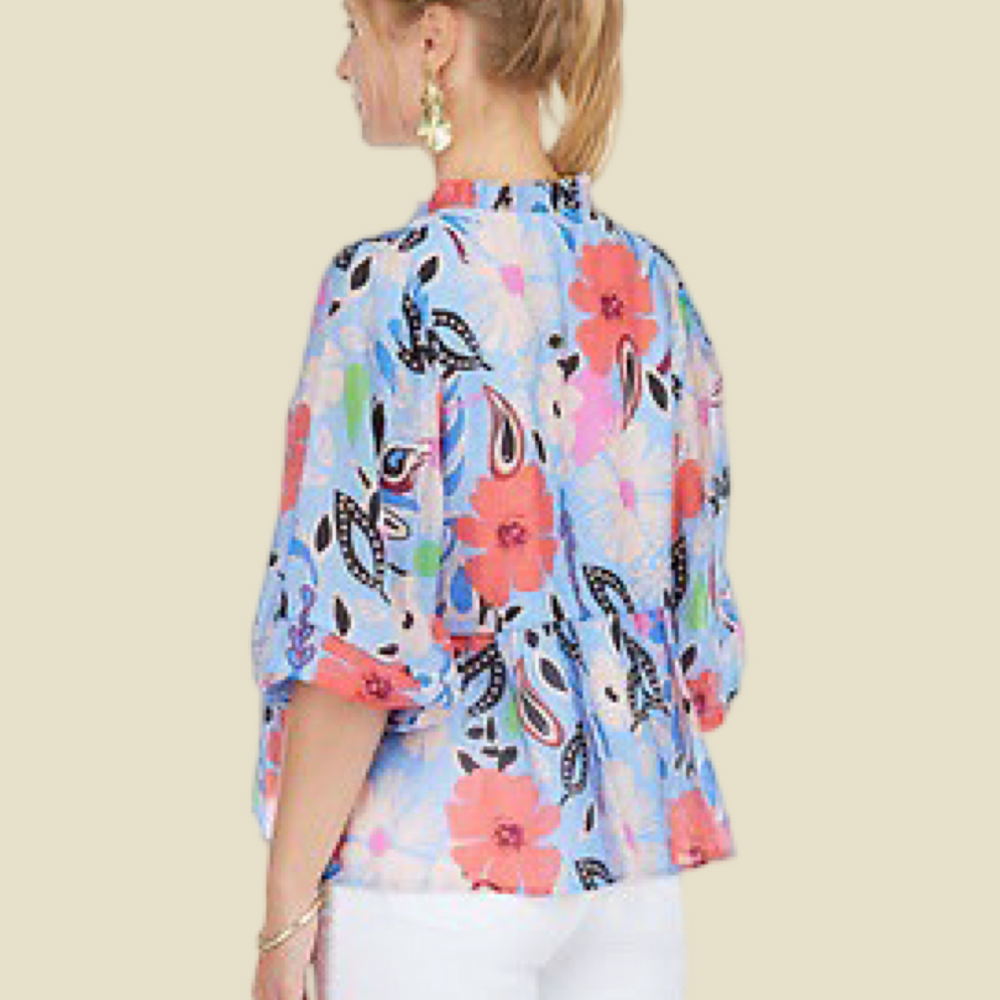 Vivid Floral Peplum Top