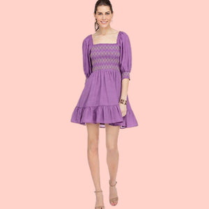 Purple Smocked Dress