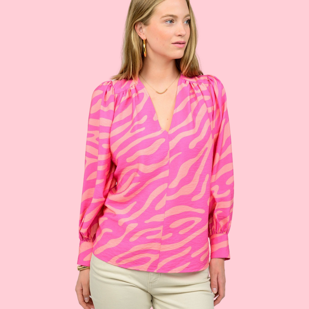 Pink Mod Zebra Top