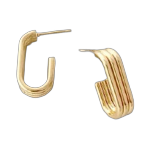 Triple Bar Oblong Gold Hoops