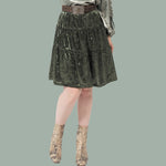 Tiered Velvet Skirt