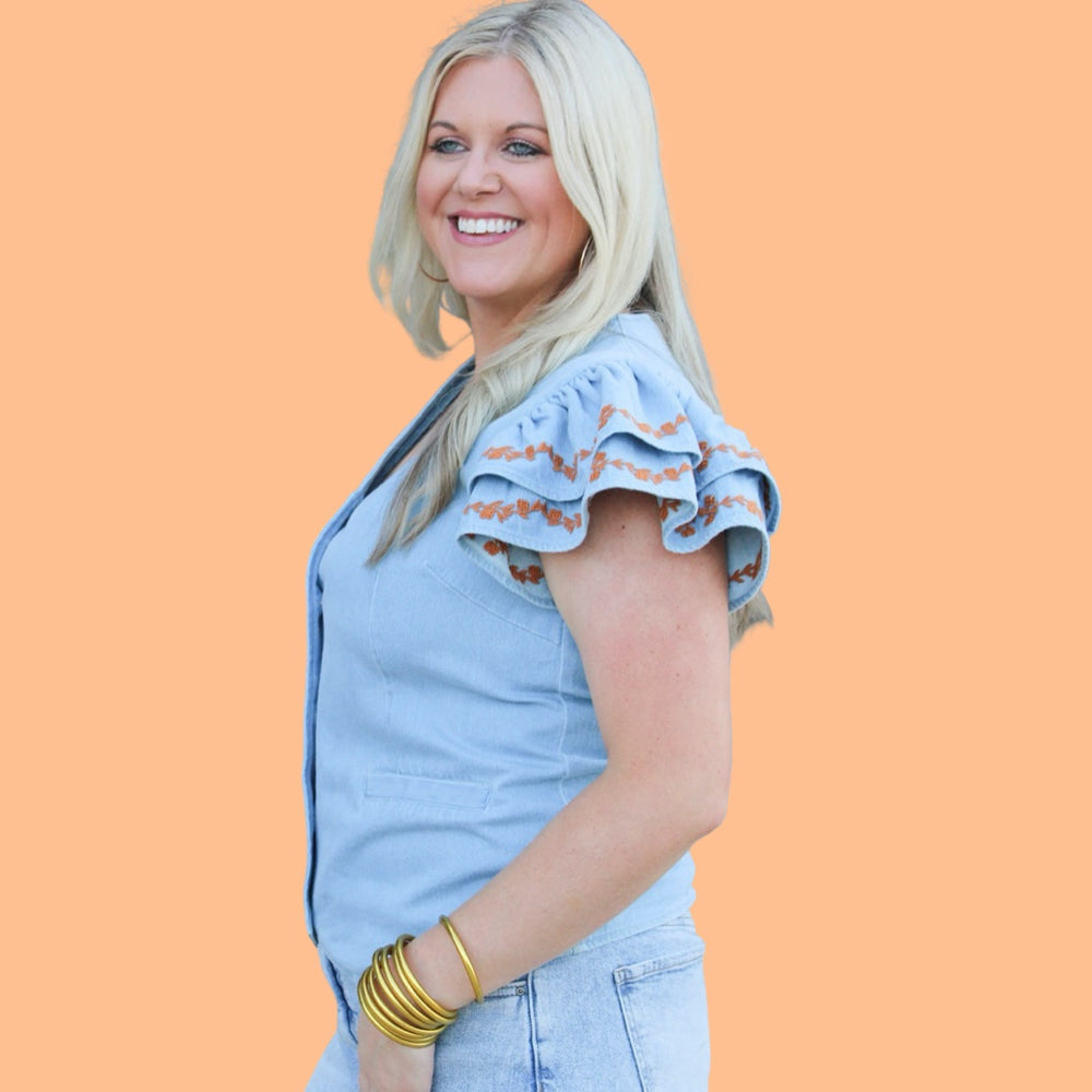 The Karly Orange Bloom Top