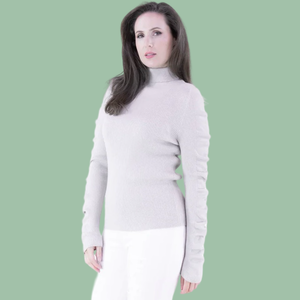 Wavy Sleeves Ribbed Turtleneck Sweater