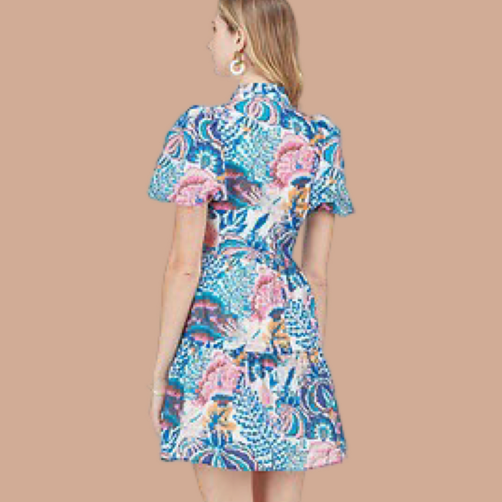 Exotic Floral Button Front Dress