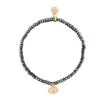 LUNA BRACELET - HEMATITE WITH EVIL EYE CHARM