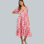 Island Time Ikat Printed Puff Sleeve Airy Cotton Dress
