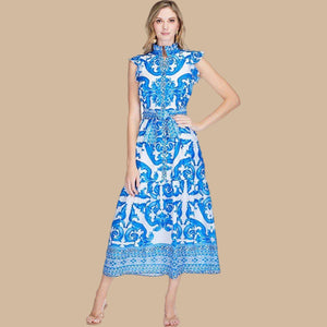Blue Wave Button Front Maxi Dress – Maripoza Boutique