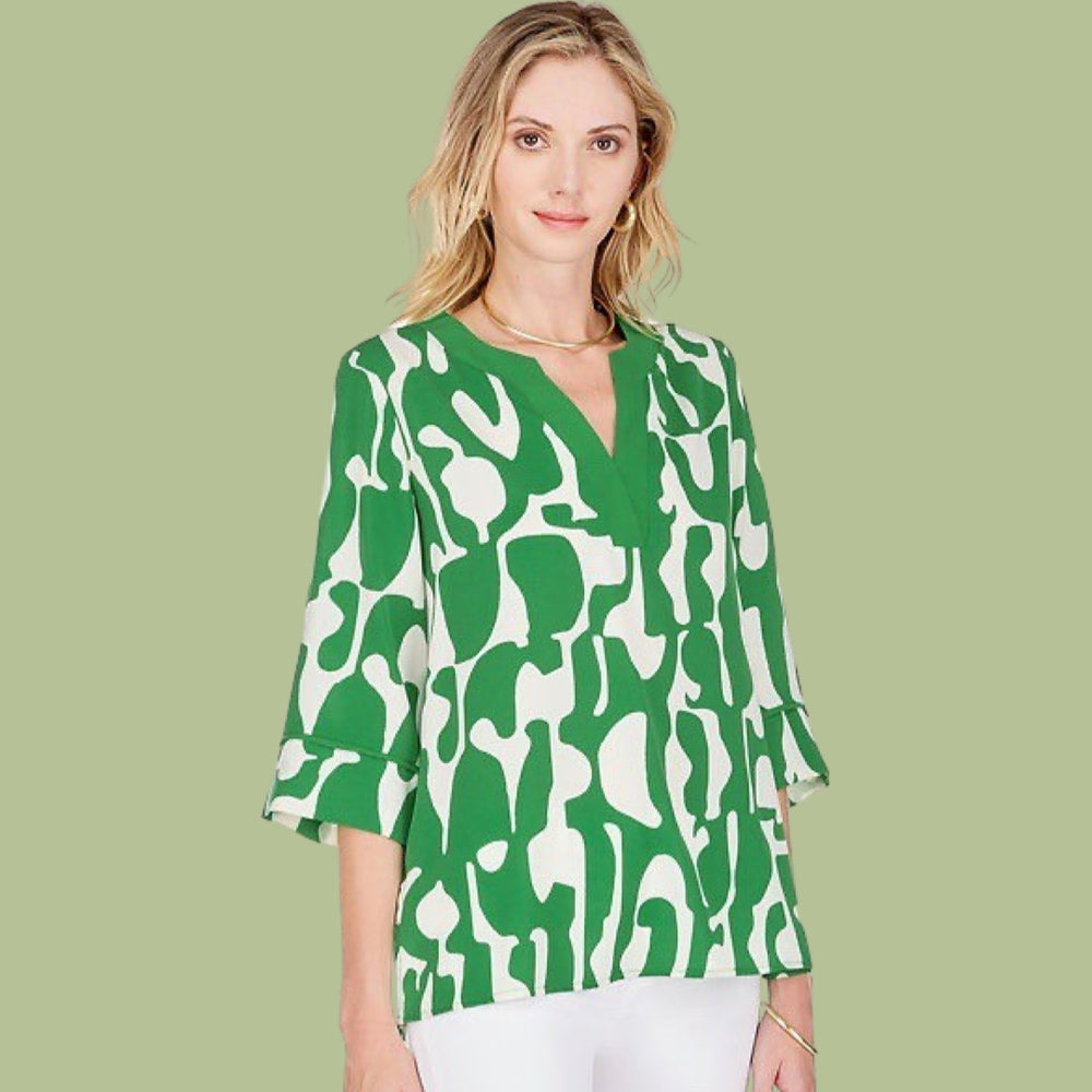 Puzzle Green Trimmed Tunic