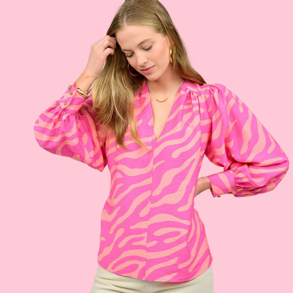 Pink Mod Zebra Top