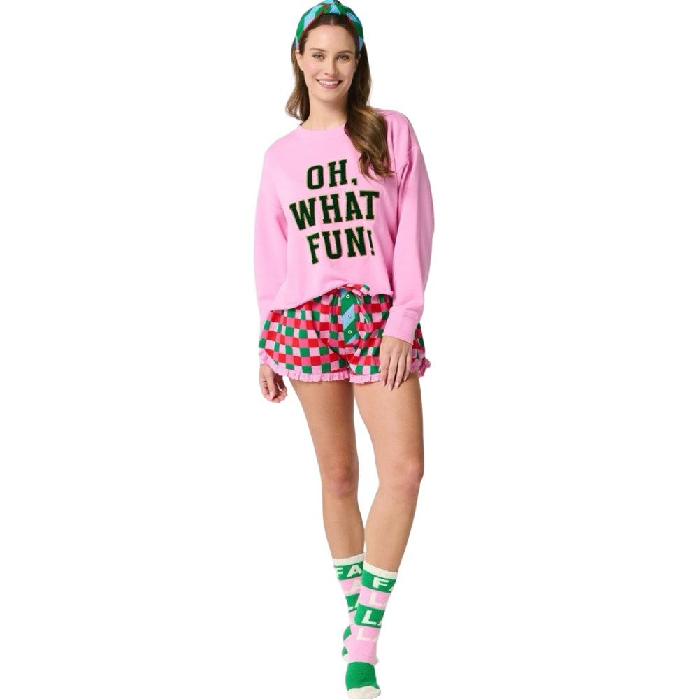 "Oh What Fun" Candy Pink Lounge Sweatshirt
