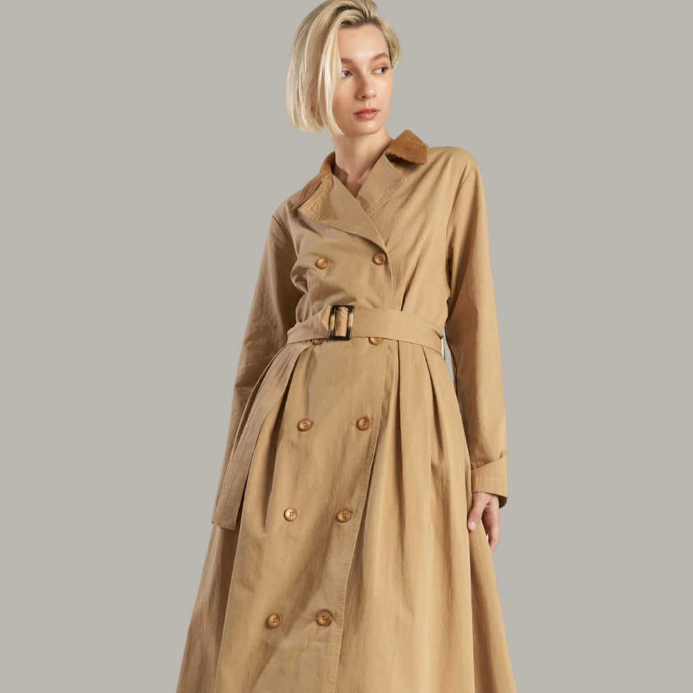 Falling Leaves Midi Trench Coat Dress