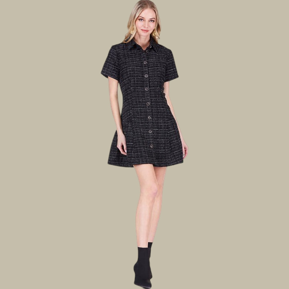 The Noir Bouclé Dress