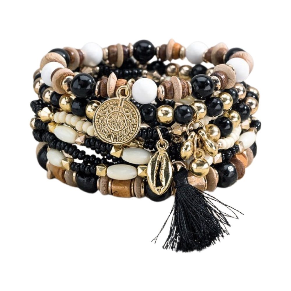 Black Bohemian Mixed Beads Bracelet