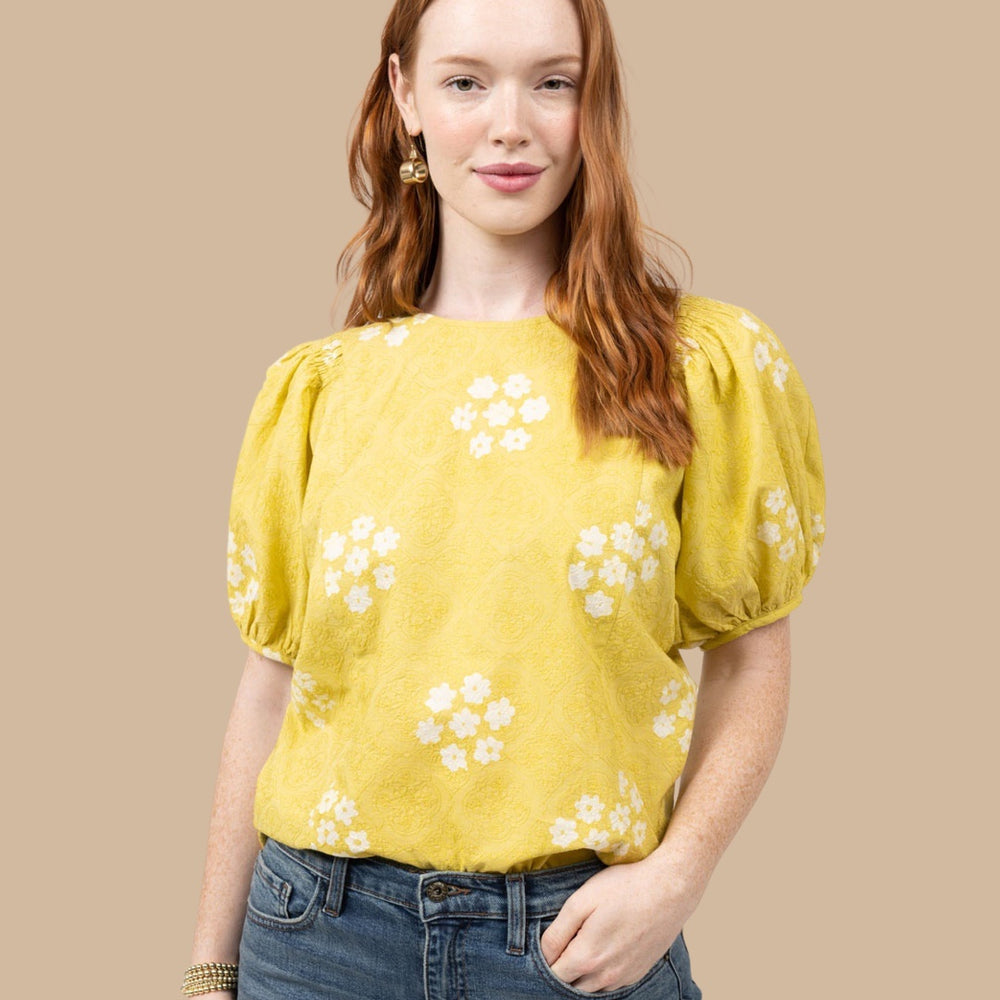 Over Embroidered Printed Top