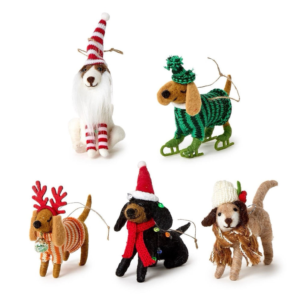 Deck the Paws Hand-Crafted Felt Dog Ornament