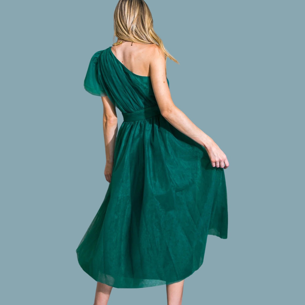 LIVELY CHARM TULLE MIDI DRESS