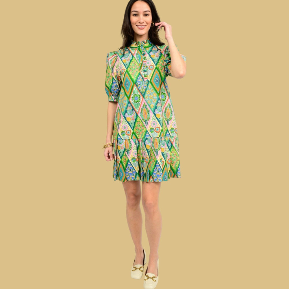 Falling for Color Pleated Hem Dress