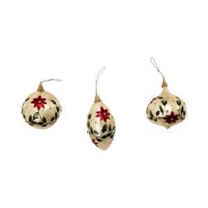 Hand-Painted Poinsettia Capiz Shell Ornament