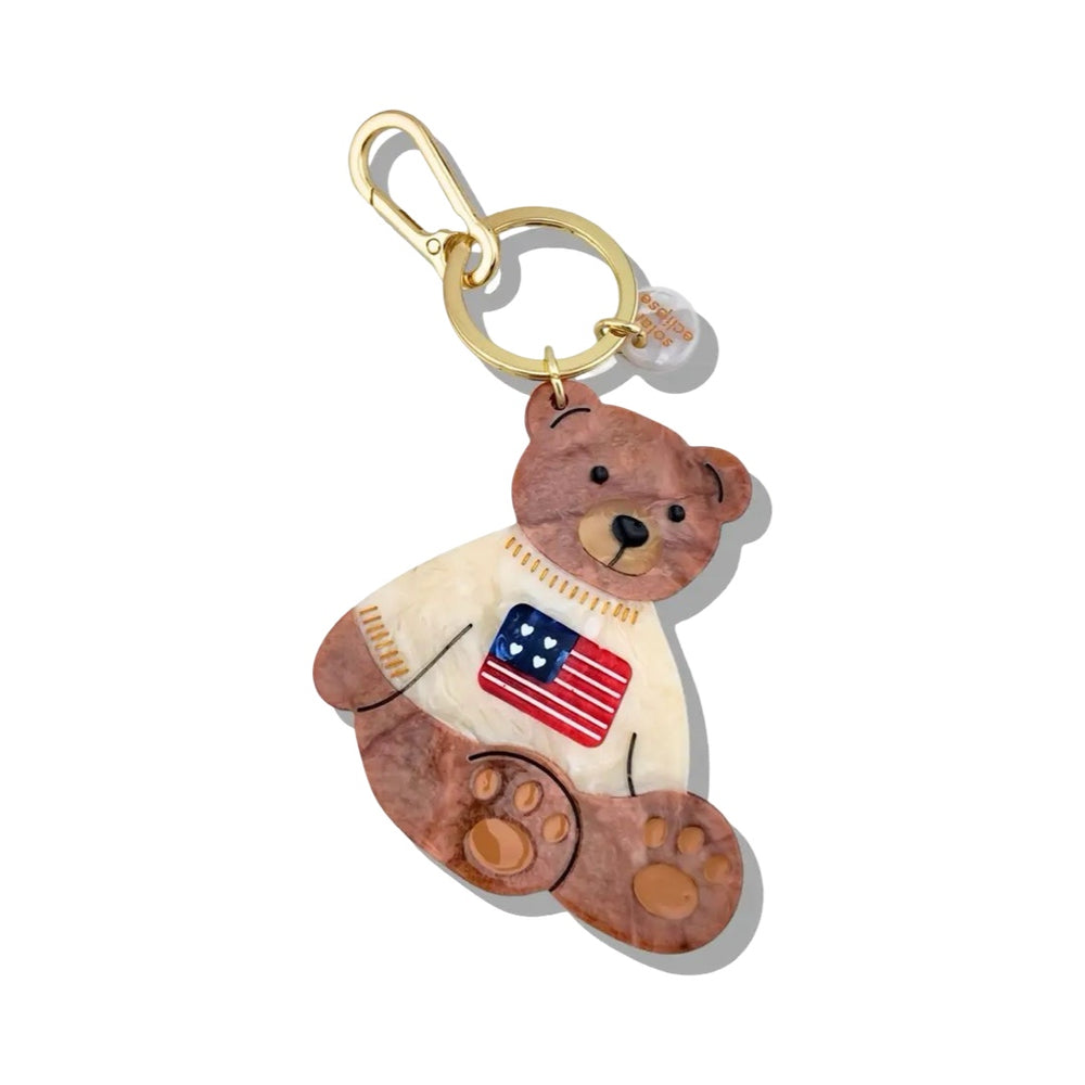 Americana Teddy Bear Bag Charm + Keychain