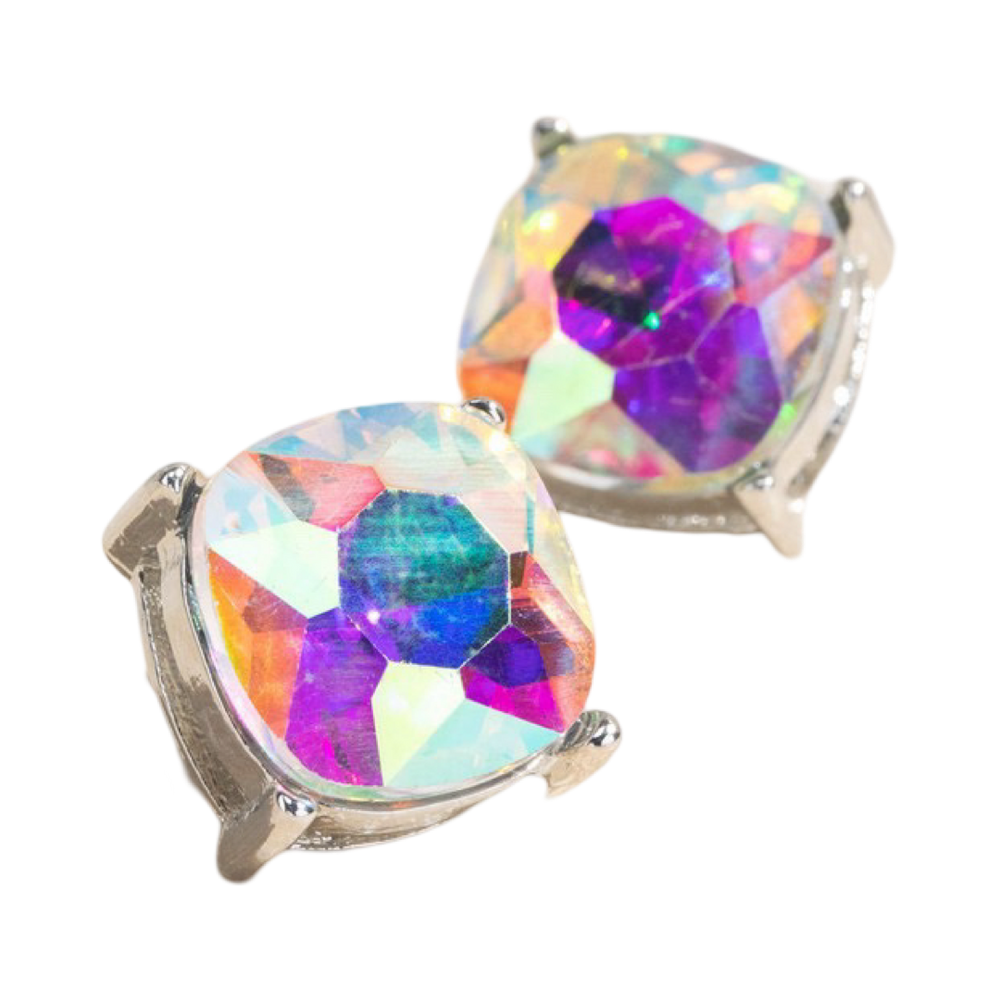 Glass Faceted Stud Earrings