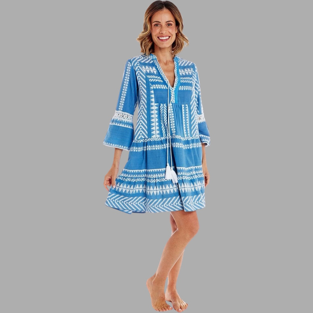 Take Me Away Blue and White Relaxed Fit Dress