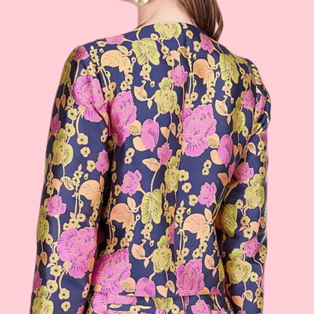 Botanical Bloom Brocade Crop Jacket