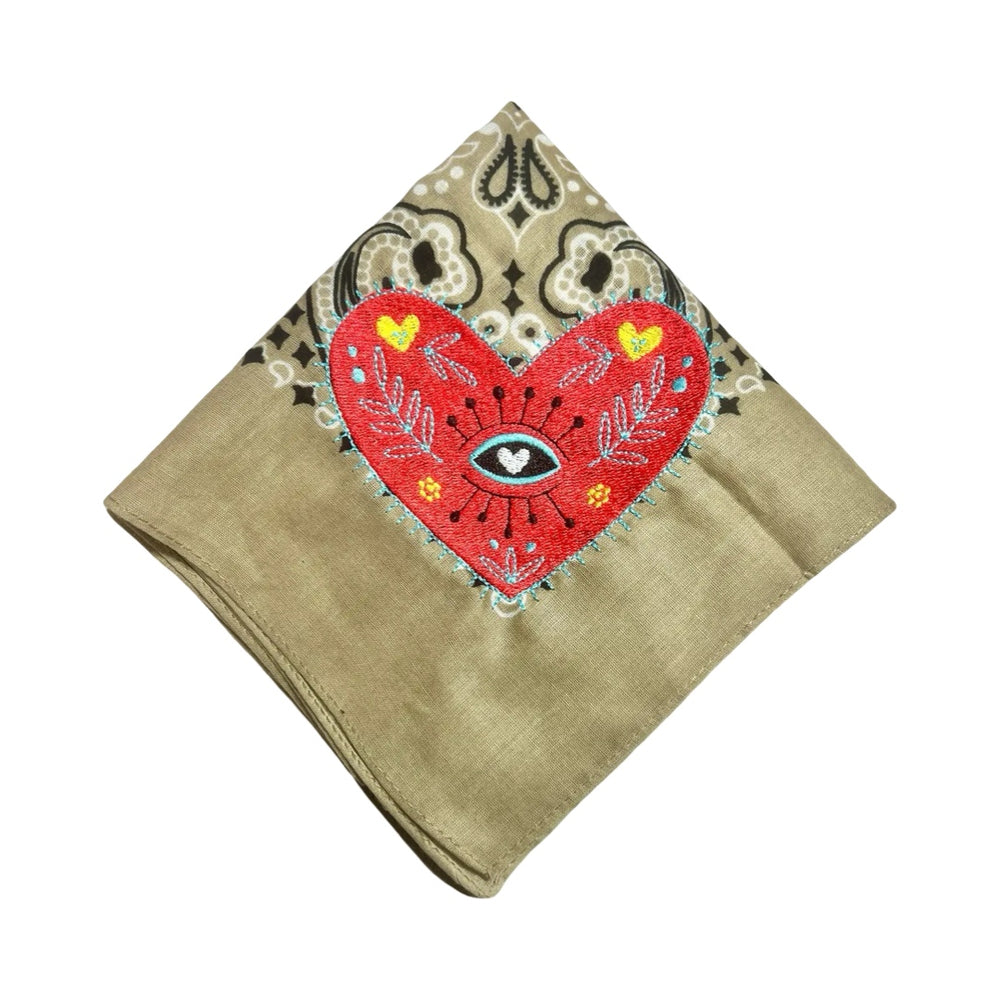 Coffee Color Boho Heart Bandana