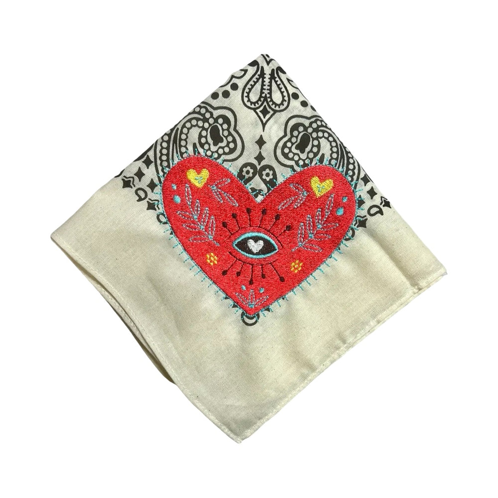 Boho Heart Embroidered Bandana