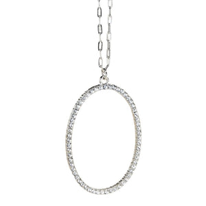 
            
                Load image into Gallery viewer, Glass Rhinestone Accented Oval Pendant Necklace
            
        