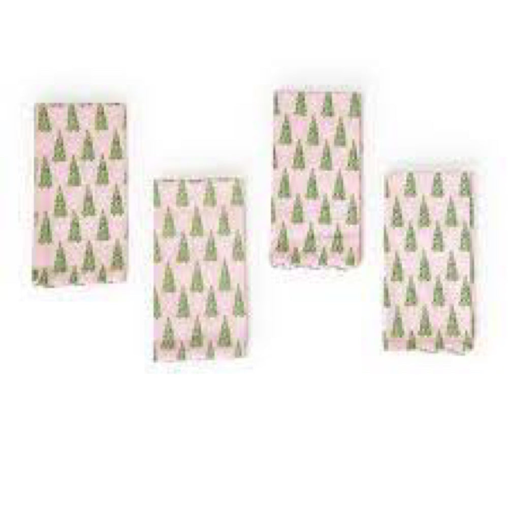
            
                Load image into Gallery viewer, Holiday Pastels Set of 4 Tree Pattern Cloth Napkins
            
        