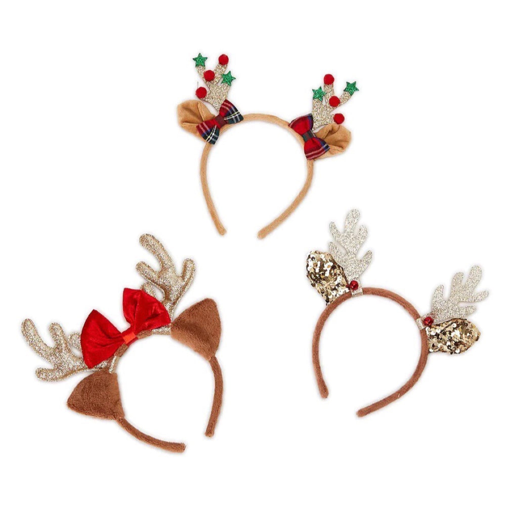 GLITTER ANTLERS HEADBAND W/HOLIDAY ACCENTS