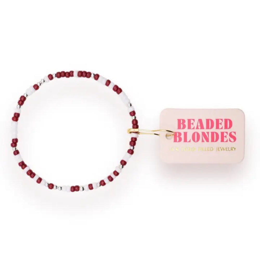 Maroon and White Sprinkle Bracelet