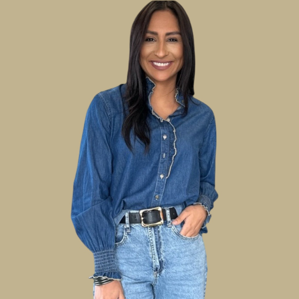 The Denim Charm Ruffle Top