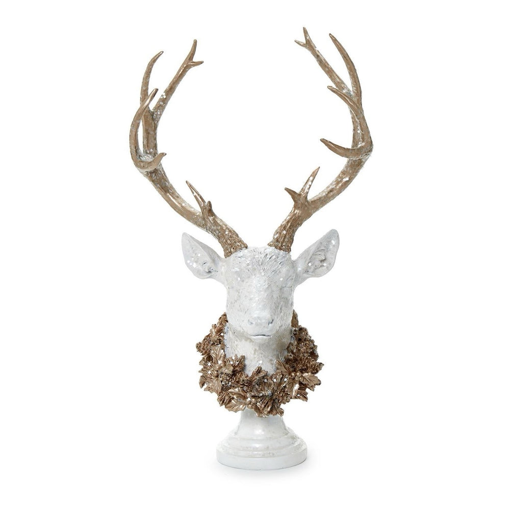 White Glitter Deer Head Décor