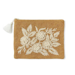 Embroidered Floral Design Jute Pouch