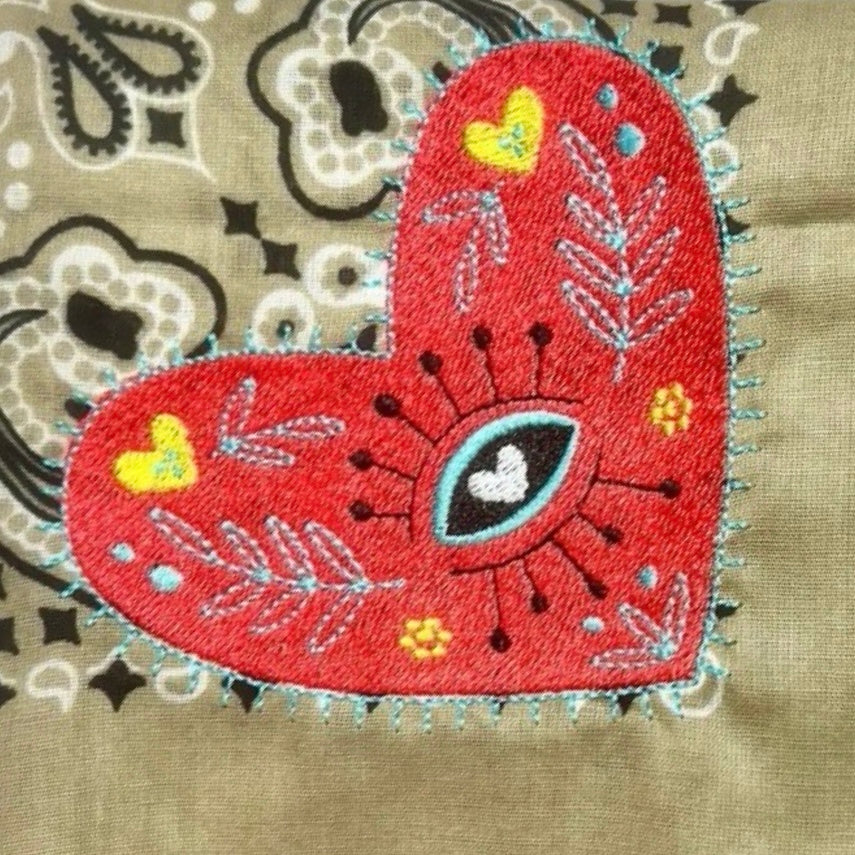 Coffee Color Boho Heart Bandana