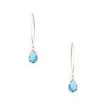 Blue Glass Jewel Teardrop Threader Earrings