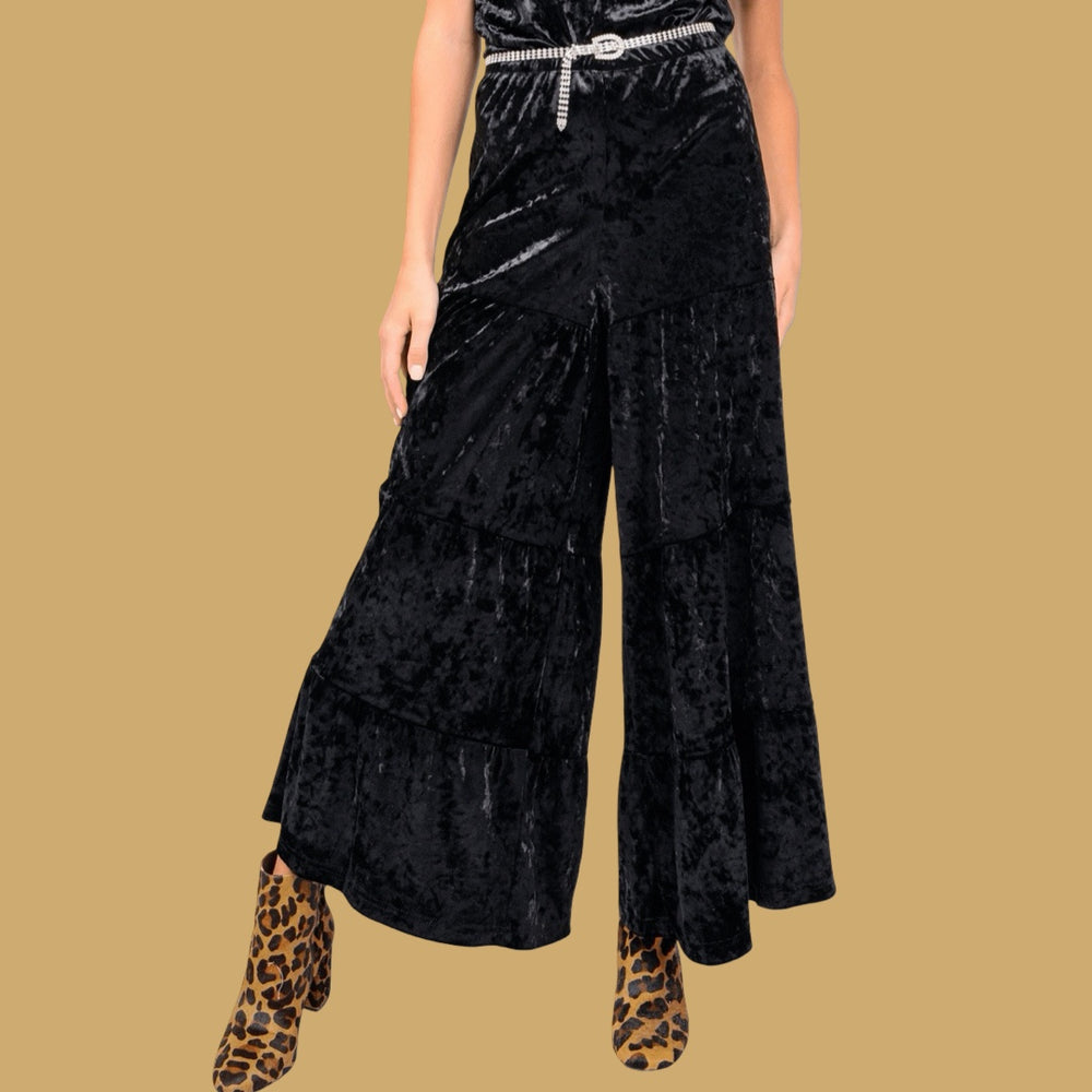 The Midnight Glow Black Velvet Pants