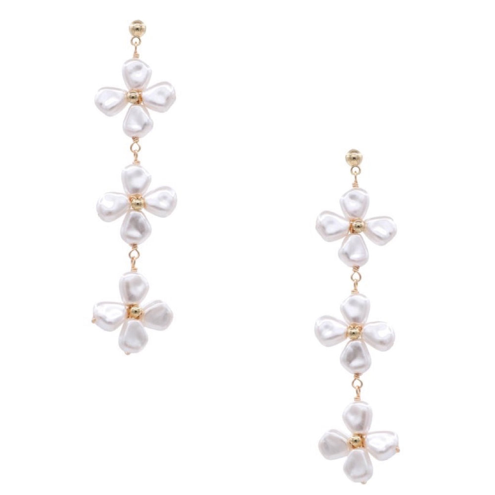 The Lily Cream Pearl Flower Dangle Earrings