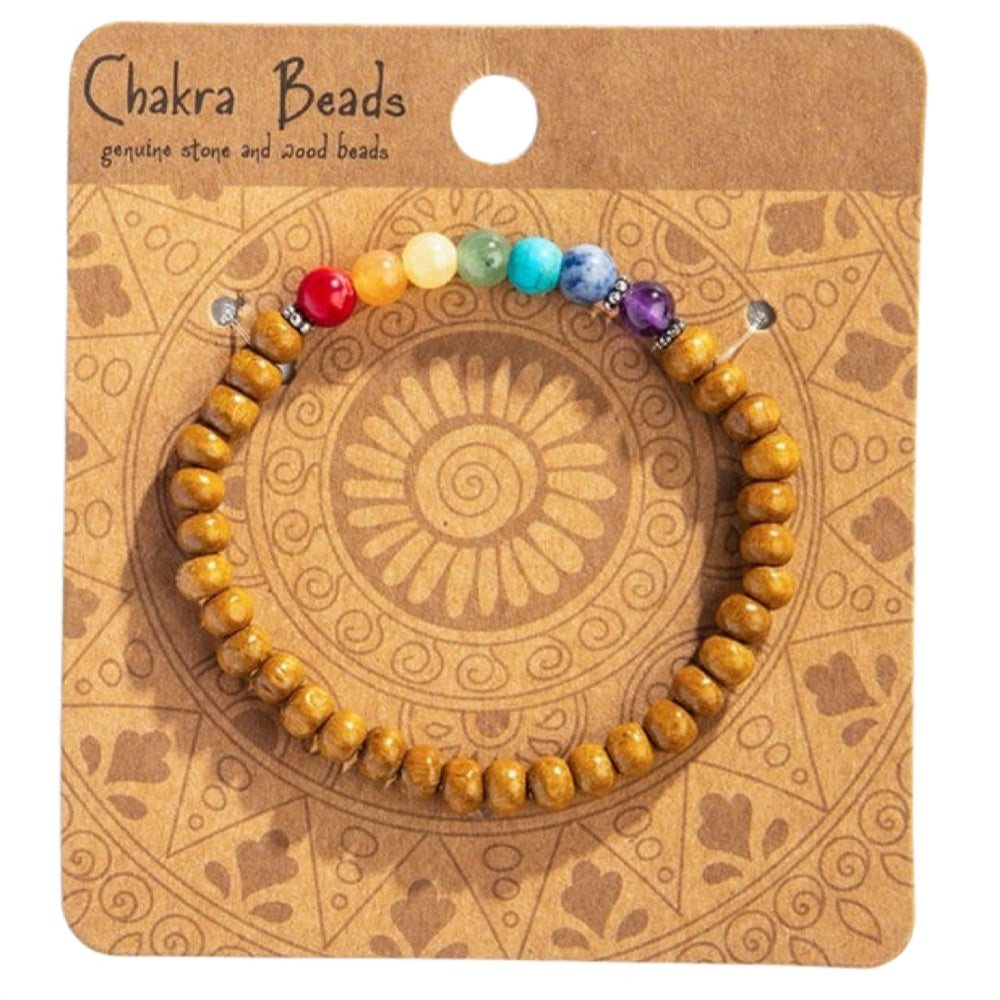 
            
                Load image into Gallery viewer, Chakra Stone &amp;amp; Wood Bracelet
            
        