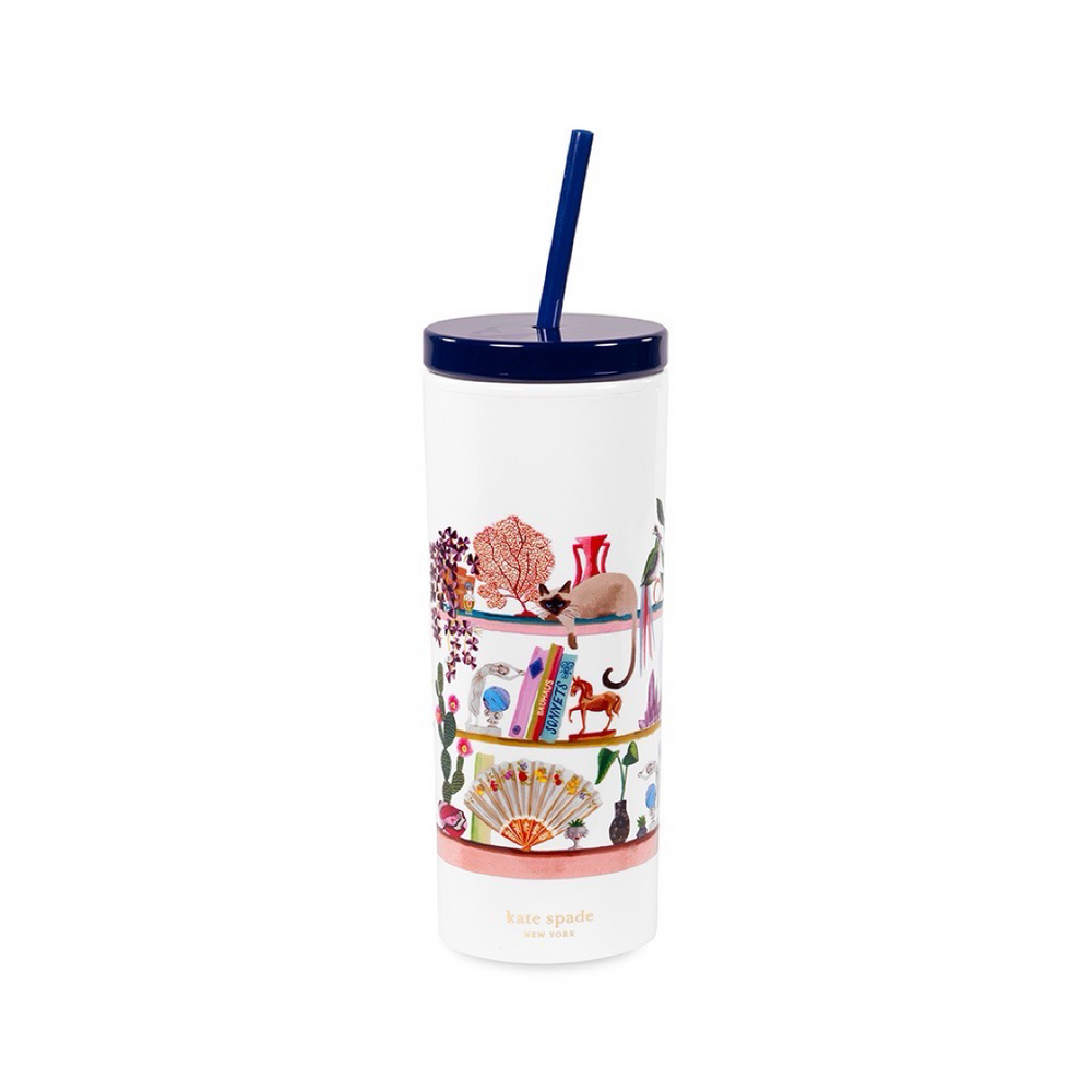 Bookshelf Acrylic Tumbler with Straw