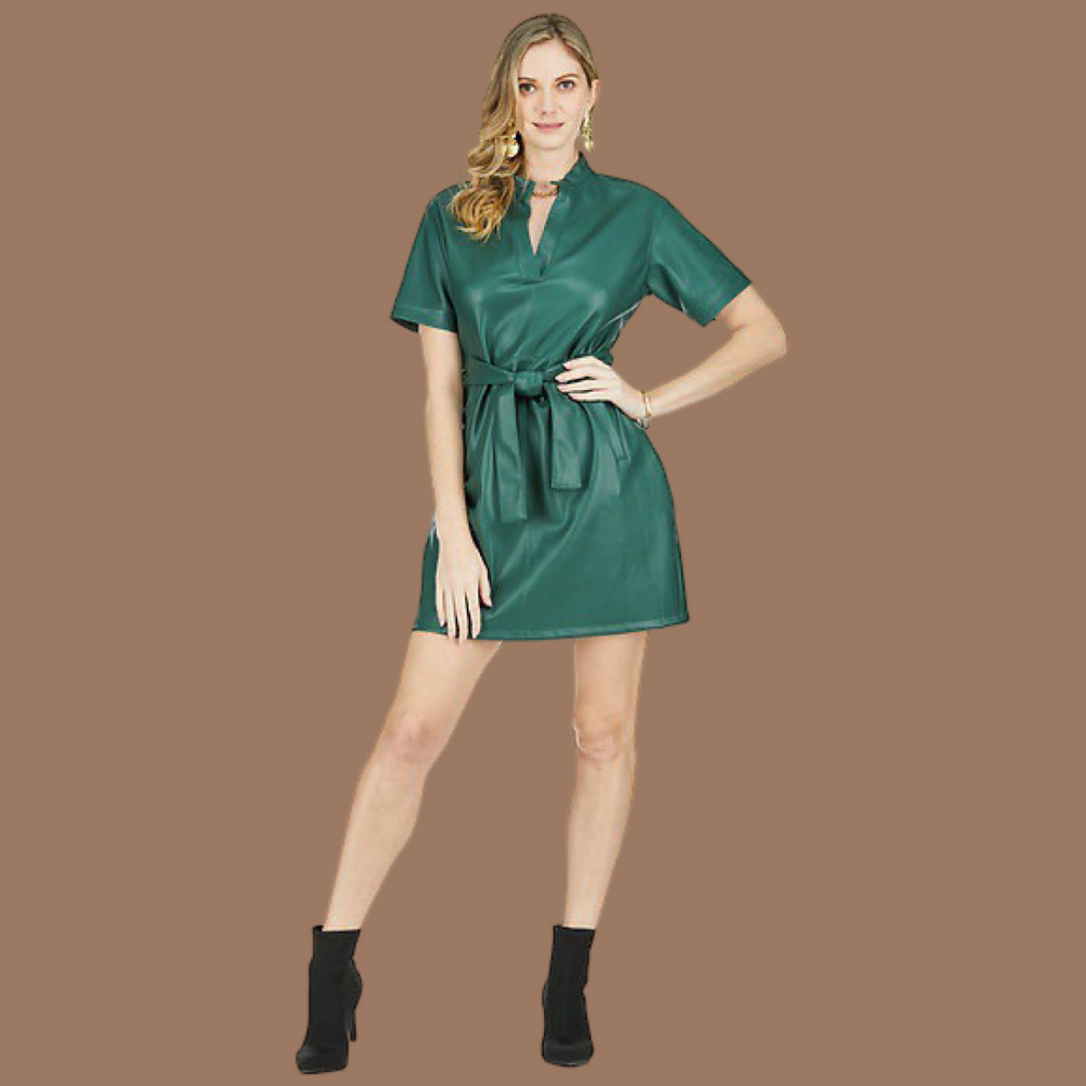 Emerald Pleather Dress