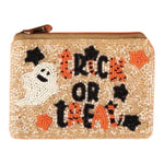 Trick or Treat Ghost Halloween Beaded Coin Bag