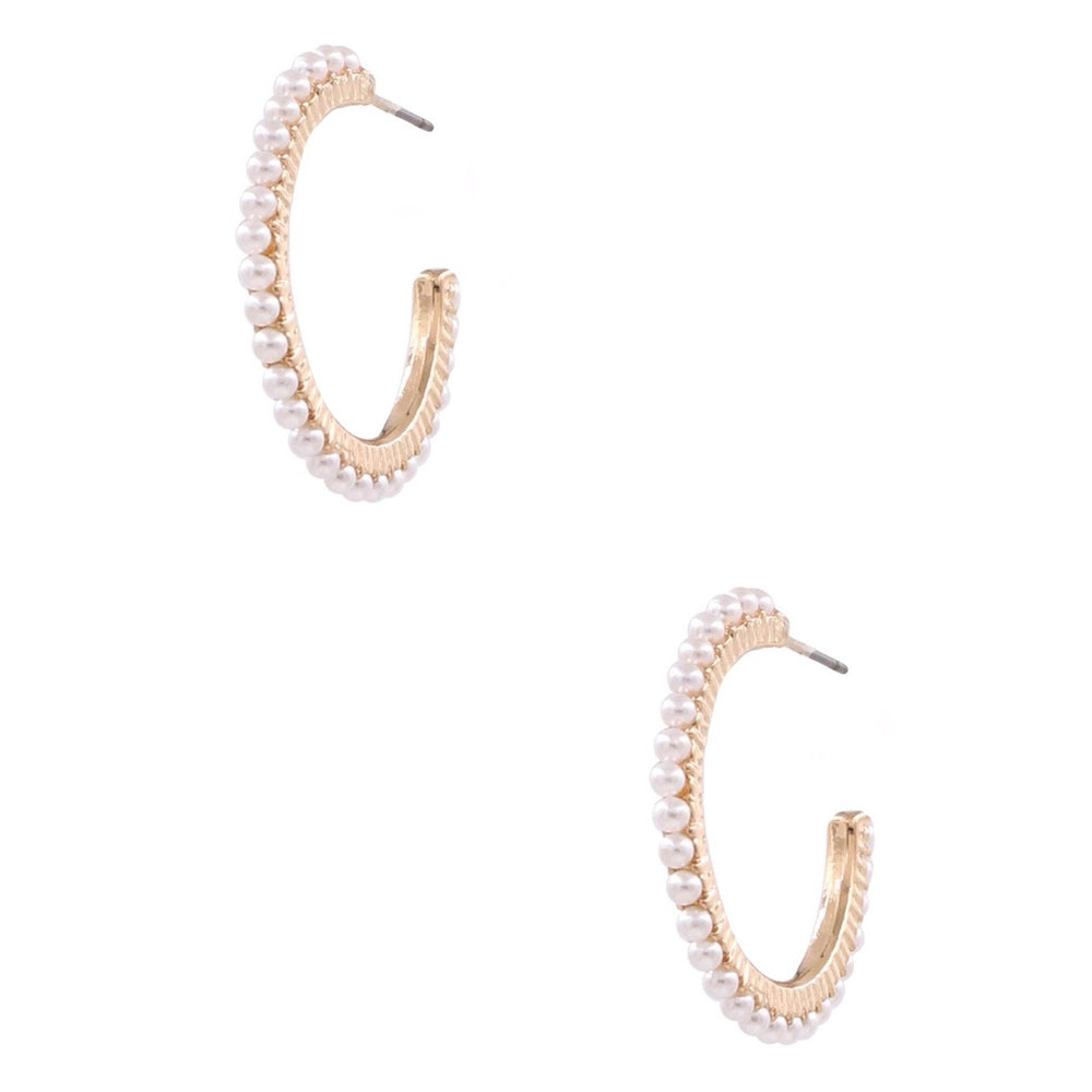 The Georgina Cream Pearl Hoop Earrings