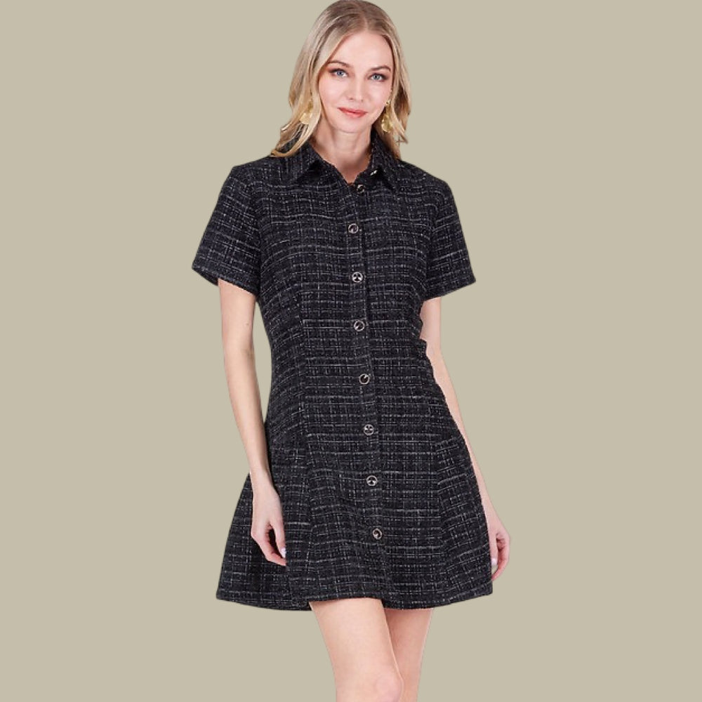 The Noir Bouclé Dress