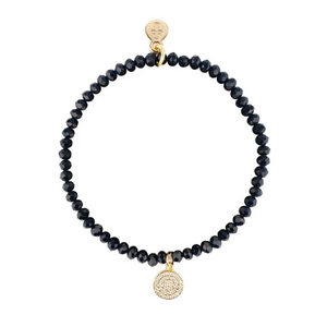 LUNA BRACELET - BLACK WITH CIRCLE CHARM