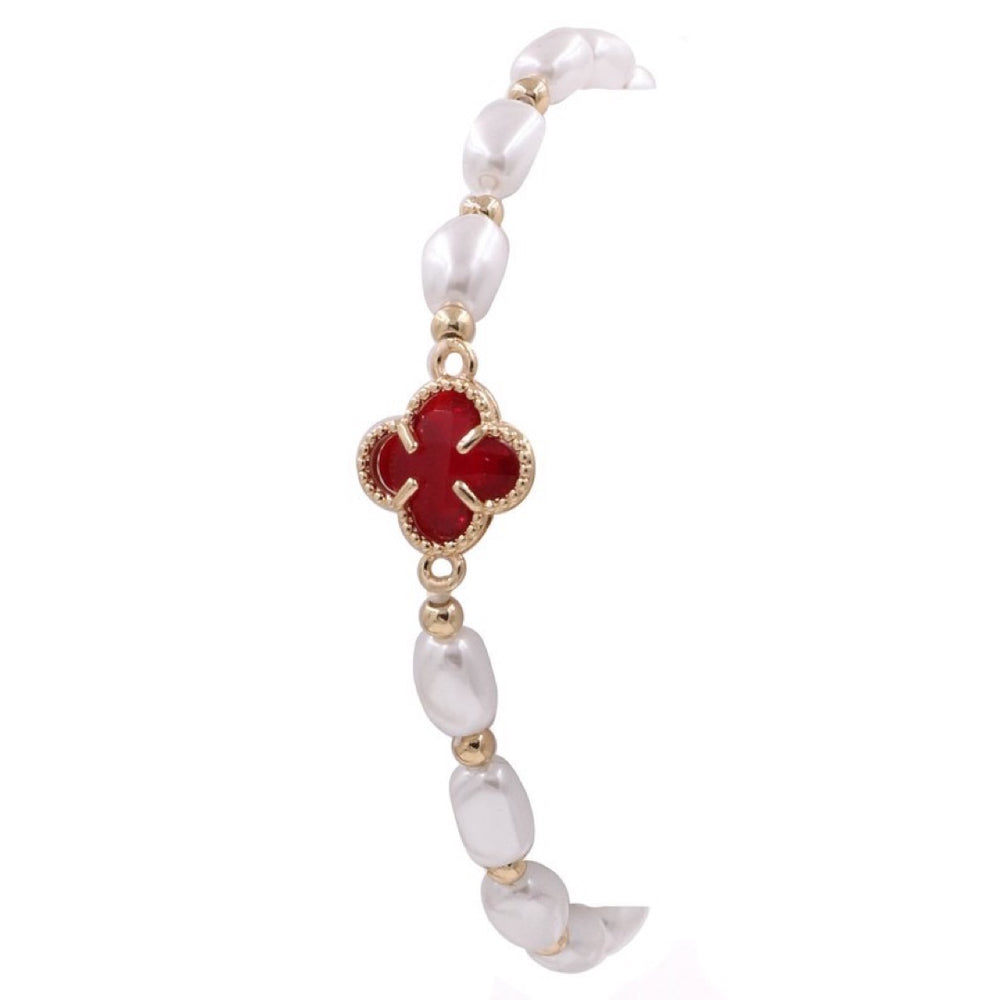 The Dara Cream Pearl Quatrefoil Bracelet