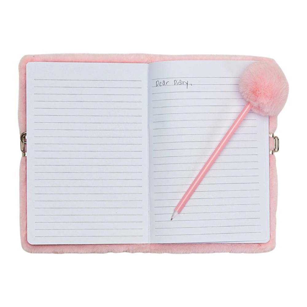 Glitter Unicorn Journal with Lock and Pop Pom Pen