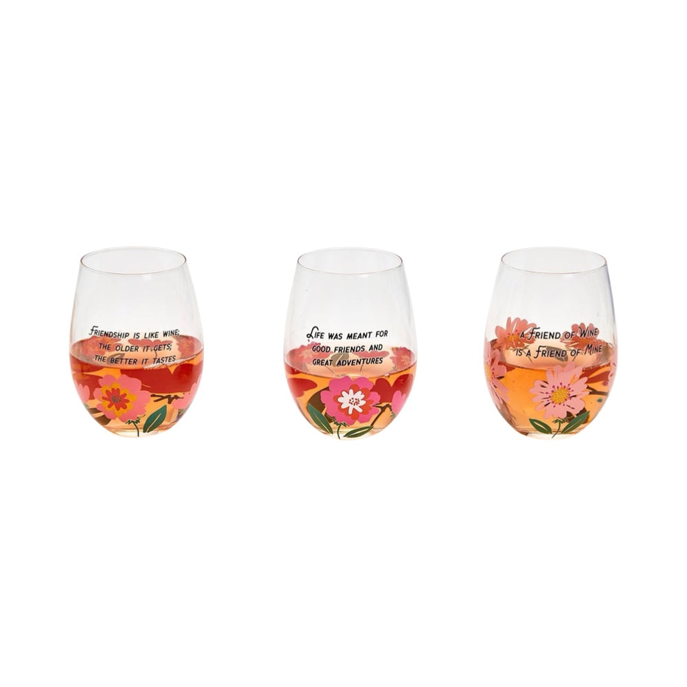 Friendship Stemless Wine Glass with Wish Bracelet