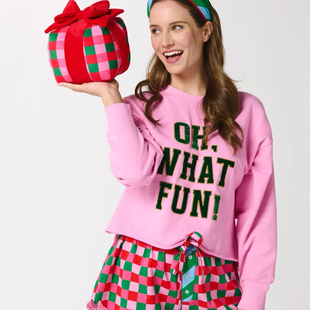 "Oh What Fun" Candy Pink Lounge Sweatshirt